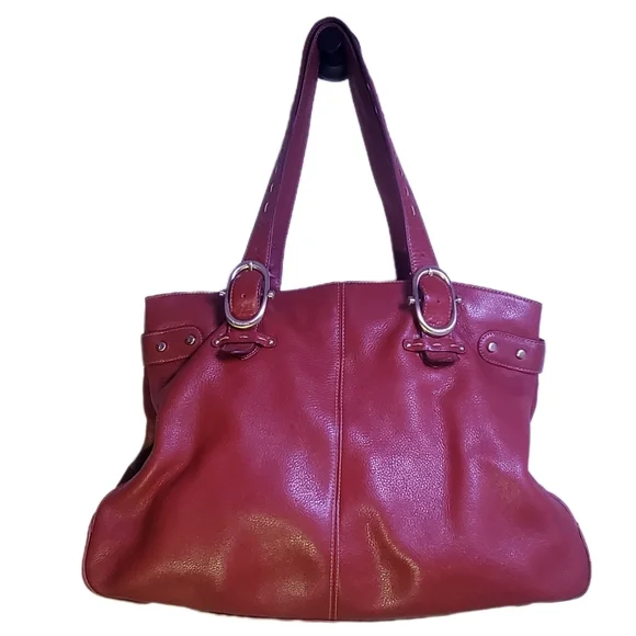 LIZ CLAIBORNE Vintage Liz Claiborne Genuine Red Leather Shoulder Bag 1980's EUC - Picture 5 of 14